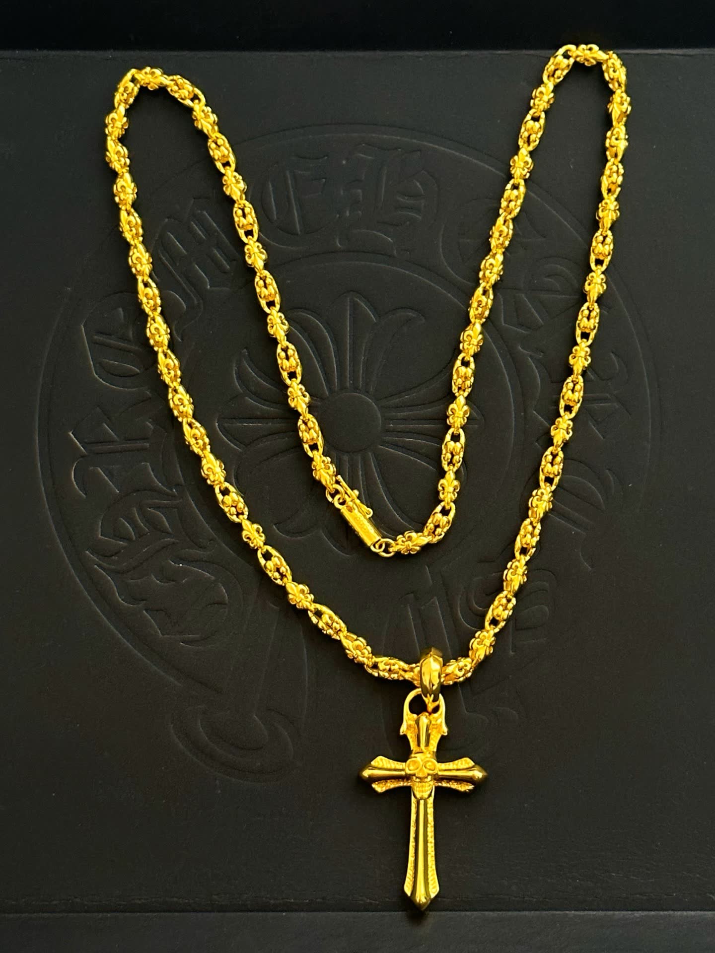 Chrome Hearts Gold Cross Pendant Necklace